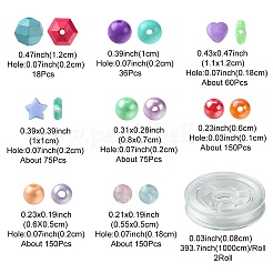 DIY アクリルビーズストレッチブレスレットジュエリーキット  ミックスカラー  10x10x4mm  穴：2mm&nbsp;DIY-FS0005-71