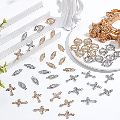 60スタイルの合金ペンダント6個  キュービックジルコニア付き  クロス  処女  ミックスカラー  18~29x9~24x2~3mm  穴：1.4~1.8mm&nbsp;FIND-GO0001-12
