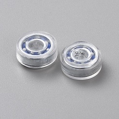 プラスチックカボション付き鉄  マニキュアベアリング  フラットラウンド  透明  15x7mm&nbsp;KY-WH0046-225A-01