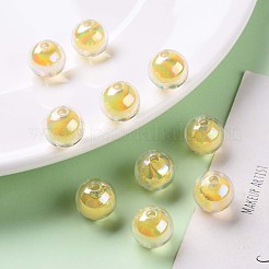 透明なアクリルビーズ  二層ビーズ  ABカラー  ラウンド  きいろ  11.5x11mm  穴：2mm  約520個/500g&nbsp;TACR-S152-16B-SS2105