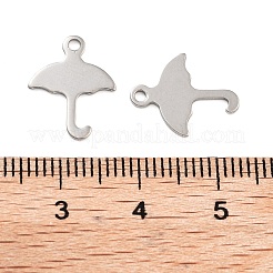 変色しない201ステンレススチールチャーム  レーザー切断  アンブレラチャーム  ステンレス鋼色  14x11x1mm  穴：1.2mm&nbsp;STAS-U012-02P
