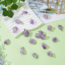 20個の天然アメジストペンダント  真鍮のループを有します  ナゲット  20~26x12~20x10~16mm  穴：4x4mm&nbsp;G-FI0001-33