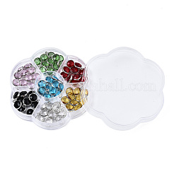 K9ガラスチャーム  真鍮パーツ  フラットラウンド  多面カット  ミックスカラー  プラチナ  11.5x8.5x4mm  穴：1.8mm&nbsp;GLAA-N038-22-02P