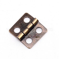 鉄の蝶番  ネジ付き  ジュエリーボックスアクセサリー  長方形  アンティークブロンズ  12x13x3mm  穴：2.5mm&nbsp;IFIN-WH0033-03AB