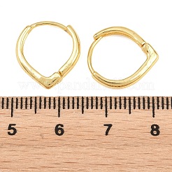 ユニセックス用真鍮製ハギーフープピアス  ラックメッキ長持ちメッキ  鉛フリー＆カドミウムフリー  ティアドロップ  ゴールドカラー  15.5x14x3mm&nbsp;EJEW-K249-12G