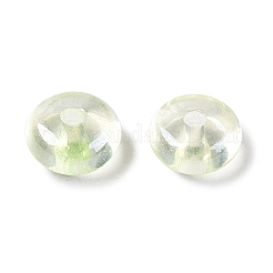 透明な染色ガラスシードビーズ  ドーナツ  緑黄  6x3mm  穴：1.2mm  約2500個/ポンド&nbsp;SEED-T007-02E