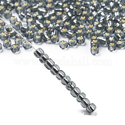 Fgb 6/0グレードAラウンドガラスシードビーズ  銀並ぶ  グレー  6/0  4x3mm  穴：1mm  約4500個/ポンド&nbsp;SEED-Q007-4mm-F56