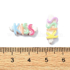 マカロンカラー不透明樹脂デコデンカボション  ミックスカラー  単語のキス  17x7x5.5mm&nbsp;CRES-Q221-01D