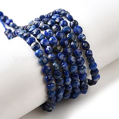 天然石ラピスラズリビーズ連売り  ファセットスクエアカットコインビーズ  フラットラウンド  4x2.5mm  穴：0.7mm  約111個/連  15.24''（38.7センチメートル）&nbsp;G-C179-A4mm-06