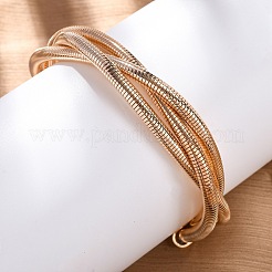 鉄製の丸い蛇のチェーン  コネクタチャームブレスレット作成用の厚いメッシュチェーン  ライトゴールド  8-3/8インチ（21.2cm）  ワイド：13.5mm  穴：4x4.5mm&nbsp;BJEW-G741-02KCG