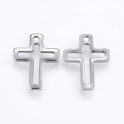 変色しにくい304ステンレススチールチャーム  クロス  ステンレス鋼色  15x12x1mm  穴：1.2mm&nbsp;STAS-I094-14P