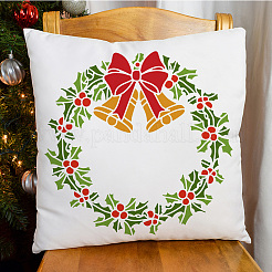 ペット中空アウト図面絵画ステンシル  DIYスクラップブック用  フォトアルバム  クリスマスリース模様  30x30cm&nbsp;DIY-WH0391-0456