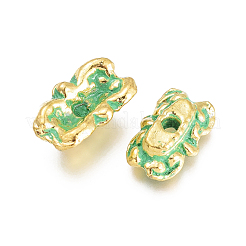 合金ビーズ  クマ  黄金＆緑青  11.5x7.5x3.5mm  穴：1.4mm&nbsp;PALLOY-I181-056GGP