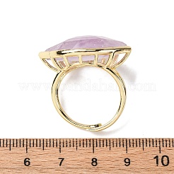 ホースアイ天然アメジストカフリング  女性のための真鍮の調節可能なリング  ゴールドカラー  28x19.5mm  usサイズ9 3/4(19.5mm)&nbsp;RJEW-M076-04G-05