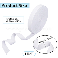 ポリコットンリボン  衣料品用  ホワイト  1インチ（25mm）  約43.74ヤード（40m）/ロール&nbsp;OCOR-CY0004-82A-02