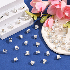 160個2色の亜鉛合金チューブベイル  ループベイル  保釈ビーズ  ゴールデン＆シルバー  9.5x7x6.5~7mm  穴：2mm  80個/カラー&nbsp;UNKW-SP0004-48
