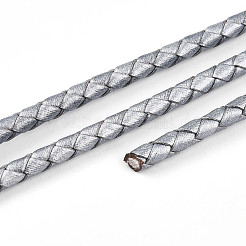 編みこみ牛革レザーコード  ブレスレット用レザーロープストリング  綿糸入り  銀  3mm  約8.74ヤード（8m）/ロール&nbsp;NWIR-N005-01L-3mm