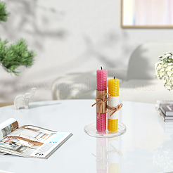 キットを作るDIYキャンドル  蜜蝋ハニカムシートを含む  透明なガラス柱キャンドルホルダープレート付き  コットン交換用ワックストーチ芯  ミックスカラー&nbsp;DIY-OC0011-95