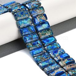ナチュラルインペリアルジャスパービーズ連売り  染め  長方形  ドジャーブルー  20.5x10.5x6mm  穴：1.1mm  約20個/連  8.07インチ（20.5cm）&nbsp;G-L604-F01-01L