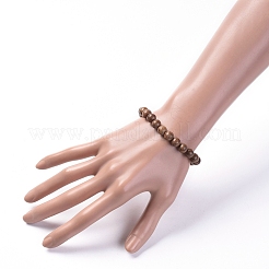 ユニセックスウッドビーズストレッチブレスレット  ラウンド  内径：2-1/8インチ（5.5cm）&nbsp;BJEW-JB04957
