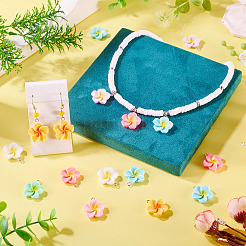28色の花の樹脂ペンダント7個  プラチナ鉄ループ付き  ミックスカラー  24.5x20.5x5.5mm  穴：2mm  4個/カラー&nbsp;RESI-TA0004-33