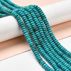 天然石ハウライトビーズ連売り  染め  ロンデル  ターコイズ  6~6.5x2.5~3mm  穴：1mm  約139~140個/連  15.35~15.55''（39~39.5センチメートル）&nbsp;G-B049-C01-02A
