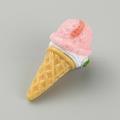 不透明レジンアイスクリームカボション  模造食品  電話ケース & イヤリング & キーチェーン アクセサリーの diy  ピンク  34x18x19mm&nbsp;CRES-CJC0009-01B