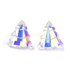 ガラスラインストーンチャーム  クリスマスツリー  クリスタルAB  15x13.5x5mm  穴：1.2mm&nbsp;RGLA-O002-A01-001AB