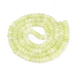 ガラスビーズ連売り  模造新品翡翠  ロンデル  染め  緑黄  8~8.5x4.5~5mm  穴：1~1.2mm  約155~159個/連  30.12~31.30インチ（76.5~79.5cm）&nbsp;GLAA-N059-5x8mm-46