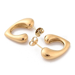 304ステンレススチールスタッドピアス  ハーフフープピアス  14KGP本金メッキ  23x6.5mm&nbsp;EJEW-H115-15G