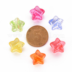 1穴透明アクリルボタン  スター  ミックスカラー  13.5x14x11.5mm  穴：3mm  約467個/500g&nbsp;TACR-S154-52B