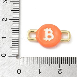 真鍮エナメルコネクターチャーム  文字リンク付きのフラットラウンドい形  カドミウムフリー＆鉛フリー  ラックめっき  長持ちメッキ  18KGP本金メッキ  12.5x22.5x3mm  穴：2.8x3mm&nbsp;KK-CBA4231-01A-G