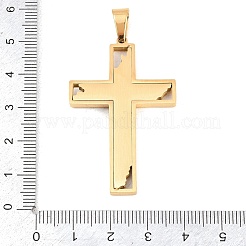 304ステンレススチールラインストーンペンダント  クロスチャーム  長持ちメッキ  PVD真空メッキ  ゴールドカラー  47x30x3mm  穴：8x5mm&nbsp;STAS-B137-06G