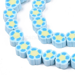 手作り樹脂粘土ビーズ連売り  花  ライトスカイブルー  6.5~10x7~10.5x4~5mm  穴：1.6mm  約40個/連  11.61インチ〜13.19インチ（29.5~33.5cm）&nbsp;CLAY-N011-48B-C01