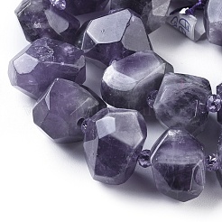 天然石アメジストビーズ連売り  多面カット  ナゲット  12~16x17~19x11~17mm  穴：1.6mm  約24個/連  15インチ（38.2cm）&nbsp;G-F653-10