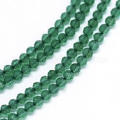 天然石ホワイトジェイドビーズ連売り  多面カット  染め  ラウンド  濃い緑  2.5x2mm  穴：0.5mm  約175個/連  13.3インチ（340mm）&nbsp;G-G914-2mm-05