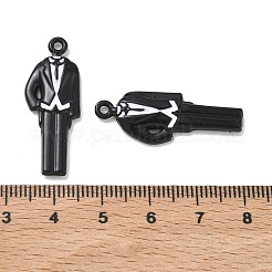 スプレーペイント合金ペンダント  ビジネススーツのチャーム  ラックめっき  ブラック  32x12x3.5mm  穴：1.6mm&nbsp;ENAM-K076-37A