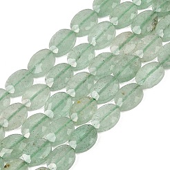 天然石グリーンアベンチュリンビーズ連売り  多面カット  フラットオーバル  8x6x3mm  穴：0.7~0.8mm  約46~47個/連  14.96~15.16''（38~38.5センチメートル）&nbsp;G-H349-A01-12