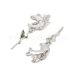 ラックメッキ合金ラインストーンペンダント  花のチャーム付きアクリルの月  ミックスカラー  41x16.5x6mm  穴：2mm&nbsp;FIND-Z054-19P
