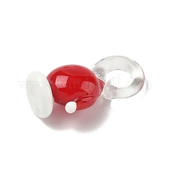 クリスマス手作りランプワークペンダント  クリスマスの帽子  30x14.5x11mm  穴：7x7mm&nbsp;LAMP-L081-01F