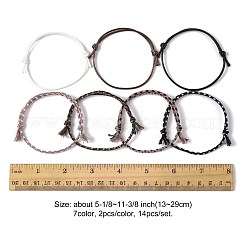 男性と女性のための14個7色のコットンコードブレスレットセット  ミックスカラー  5-1/8~11-3/8インチ（13~29cm）  2個/カラー&nbsp;BJEW-FS00025-04