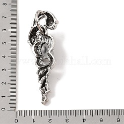 天然石オブシディアンペンダント  合金パーツ  アンティークシルバー  61.5x20x8mm  穴：9.5x7mm&nbsp;G-A224-03AS-02
