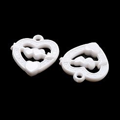 バレンタインデーの不透明アクリルパーツ  ハートチャーム  ホワイト  27x25x4mm  穴：2mm  約427個/500g&nbsp;SACR-L007-042B