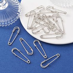 アイアン製ブローチパーツ  キルトピン  プラチナ  40x13mm  ピン：1.5mm&nbsp;IFIN-YW0001-96D