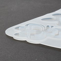 イースターエッグ＆シャムロック＆フラワーコネクターチャームシリコンモールド  レジン型  UVレジン＆エポキシ樹脂のジュエリー作り用  ホワイト  246x166x5.5mm  穴：3.5mm  内径：72~85x65~82mm&nbsp;X-DIY-L065-01