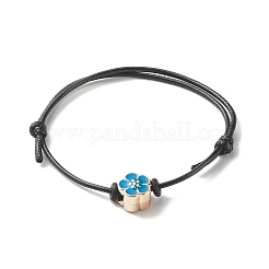 女性のための花のアクリルエナメルビーズ調節可能なコードブレスレット  ミックスカラー  内径：1-7/8~3-3/8インチ（4.8~8.5cm）&nbsp;BJEW-JB07047