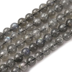 天然石ラブラドライトビーズ連売り  ラウンド  6mm  穴：0.7mm  約70個/連  15.55''（39.5センチメートル）&nbsp;G-H326-01-6mm