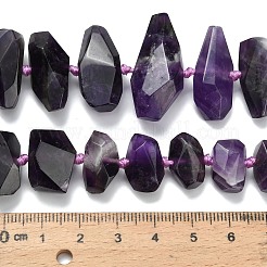 天然のアメジストサイズグラデーションビーズ連売り  ナゲット  多面カット  14~31x8~16x8~11mm  穴：1mm  約31個/連  14.45~15.43インチ（36.7~39.2cm）&nbsp;G-L642-D02-01