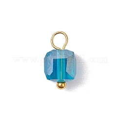 21個のガラスチャーム  キューブ  金色の真鍮ボールヘッドピン付き  多面カット  ミックスカラー  10x6x6mm  穴：2mm&nbsp;PALLOY-JF03218