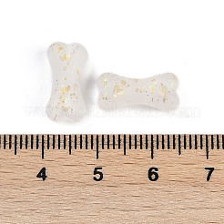 グラデーションカラー透明アクリルビーズ  金色の箔付き  骨  フローラルホワイト  15x7x6.5mm  穴：2.5mm  約：1470個/ 500 G&nbsp;LS-OACR-M023-01A